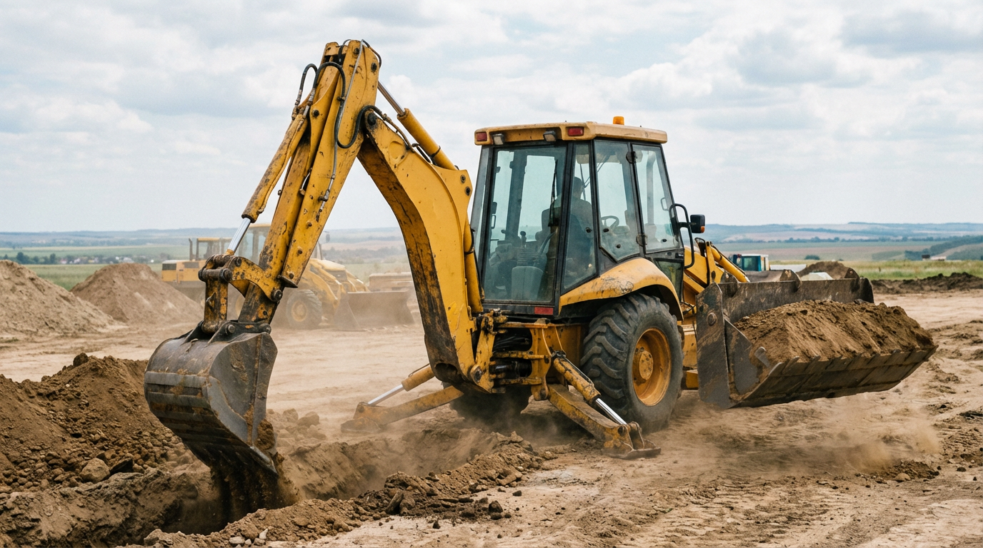 backhoe for digging and trenching on construction sites