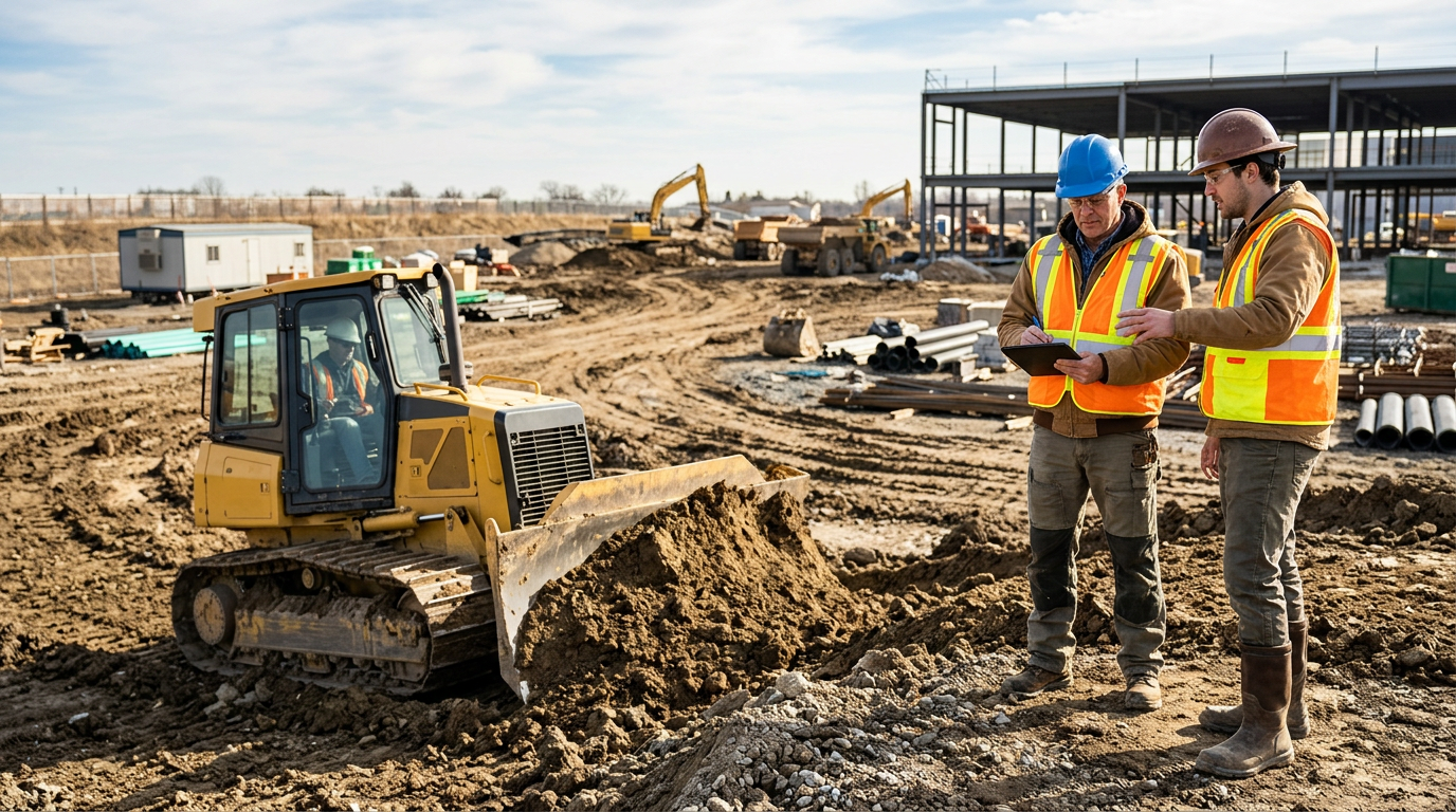 Bulldozer used for earthmoving and grading