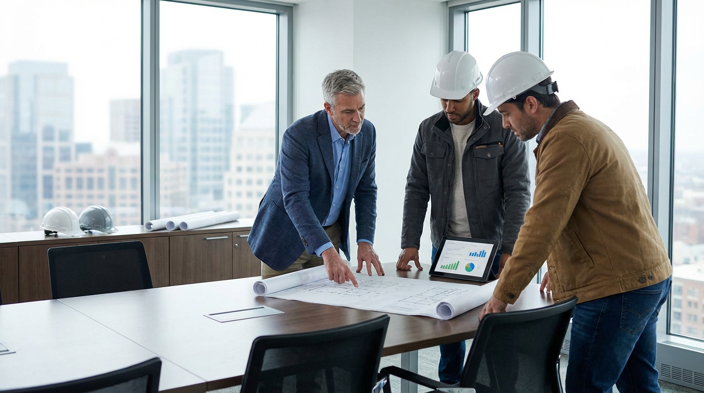 Lender reviewing contractor financing credit and cash flow profile