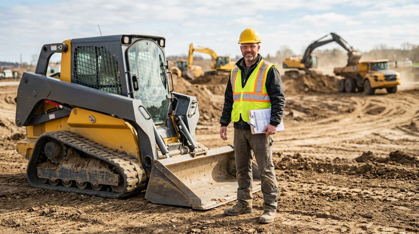 Skid steer loader for grading and material handling