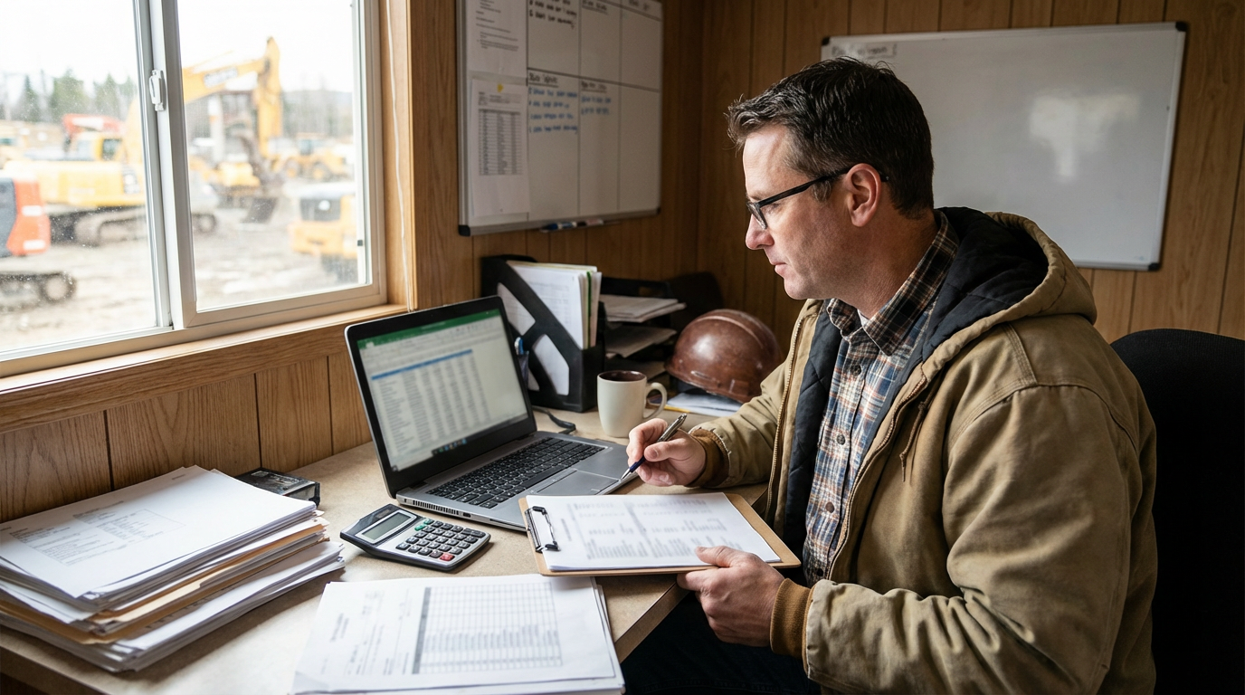 Contractor planning payroll and material funding before project draws