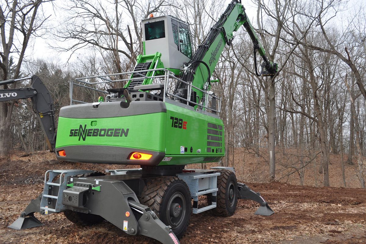 SENNEBOGEN tree care handler removing a tree
