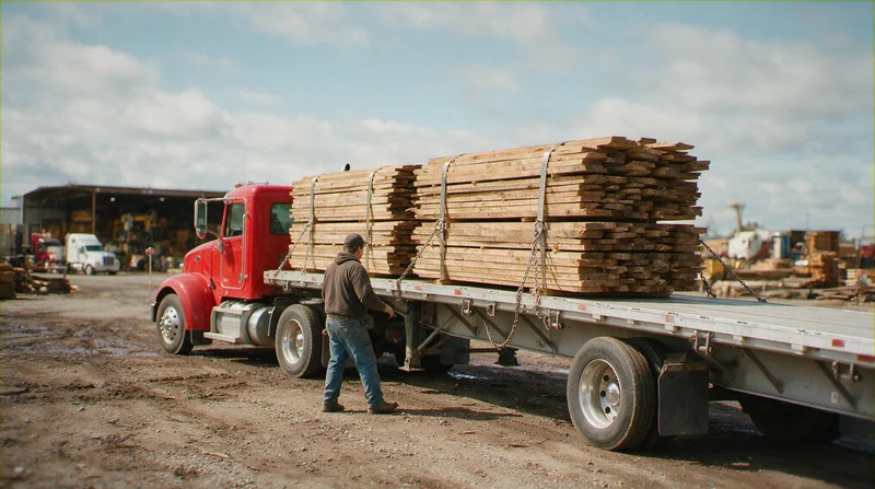 Loaded log truck on a forest haul road