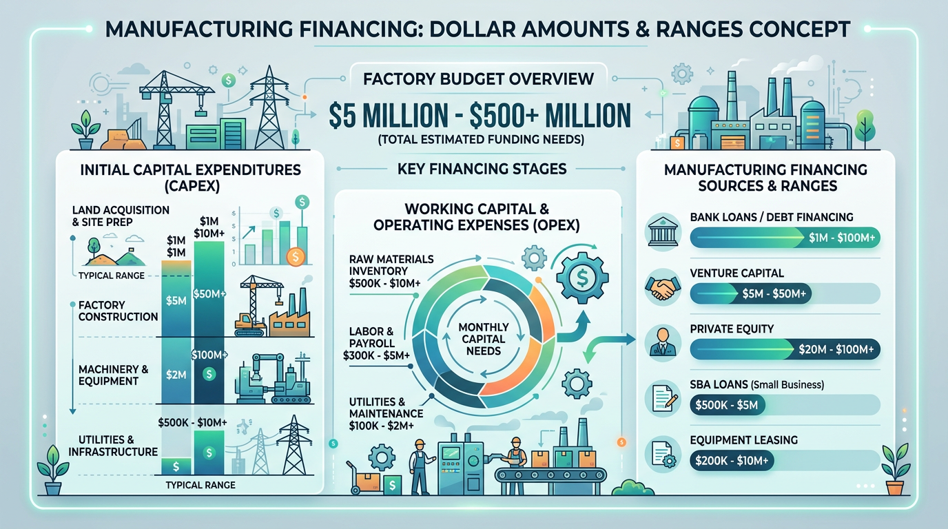 Manufacturing financing amounts by use