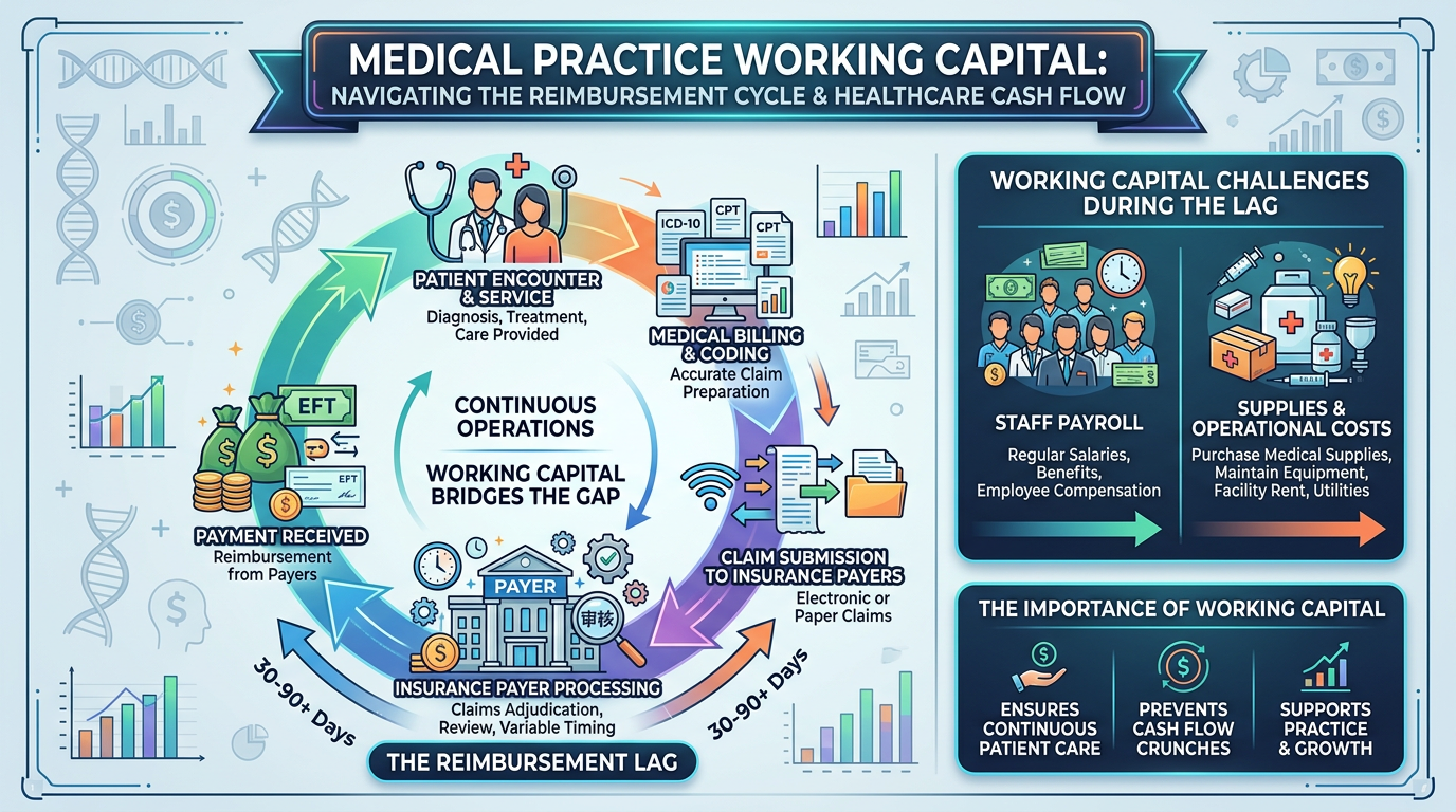 Working capital for medical practice reimbursement and payroll