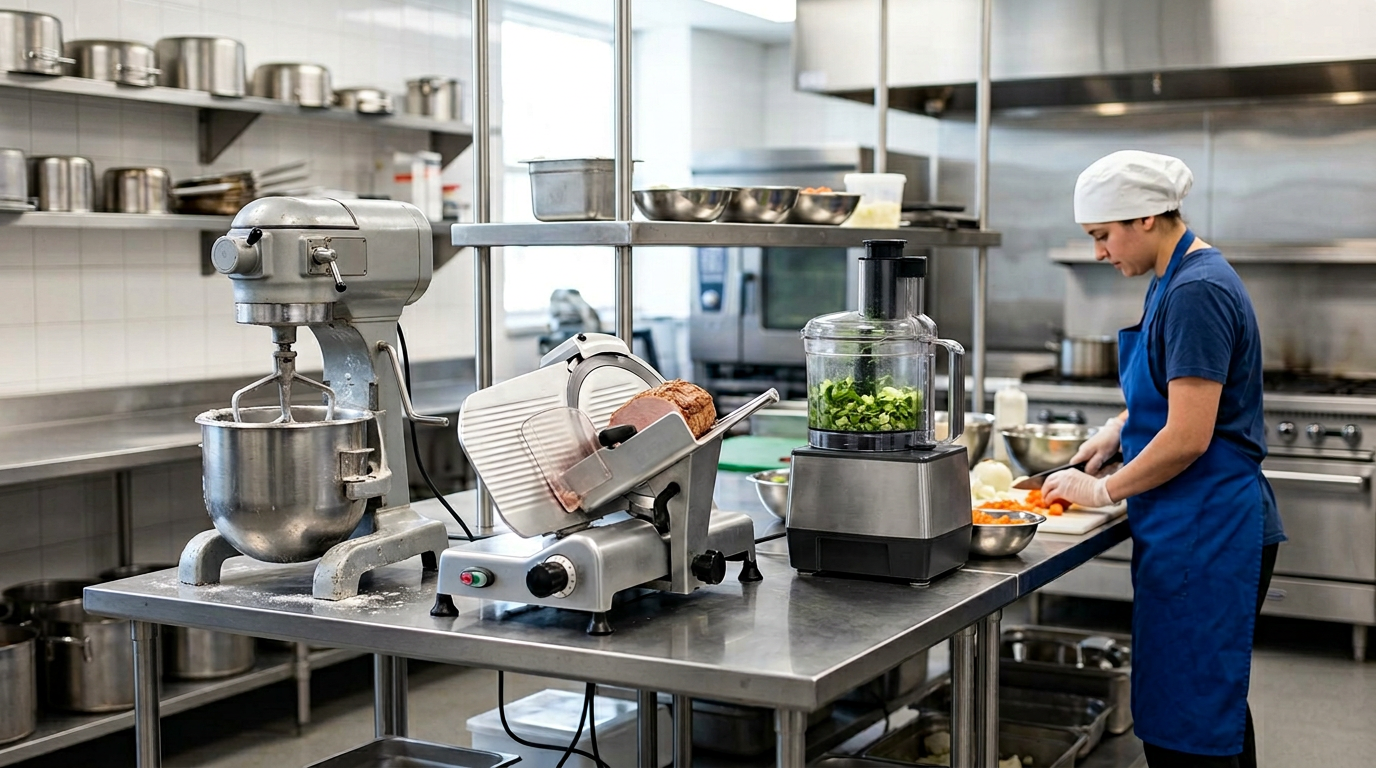 Prep tables, mixers, and food preparation equipment