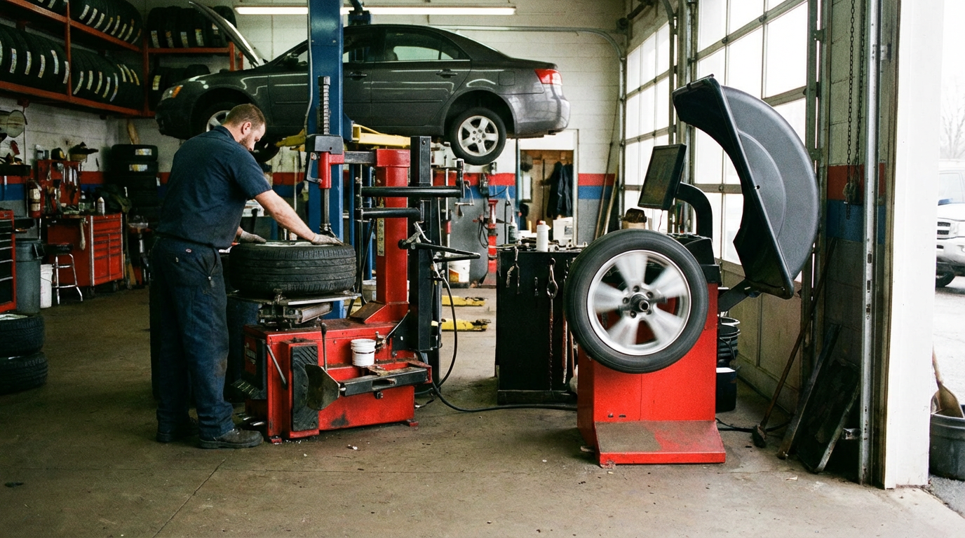 Tire changer and balancer for auto shop