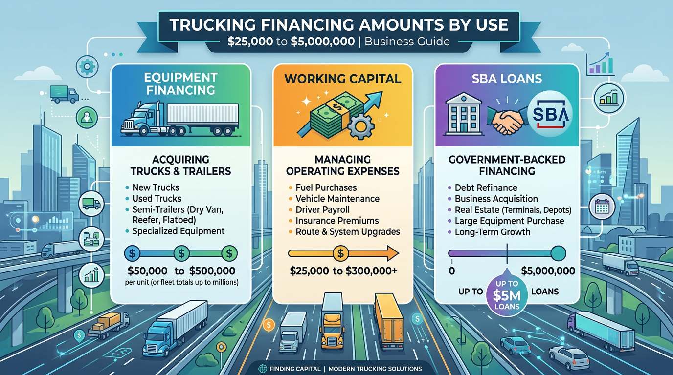 Trucking financing amounts by use